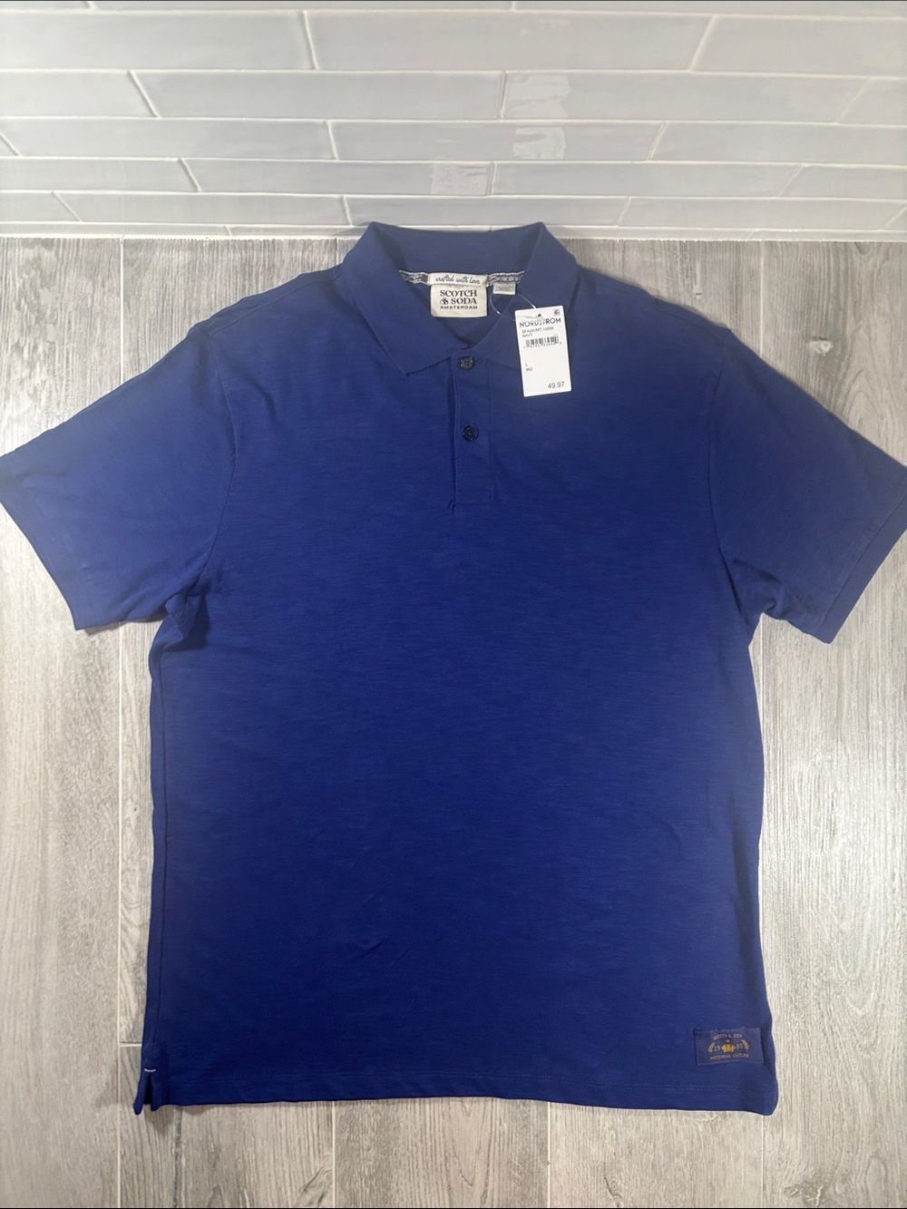 NWT Scotch & Soda Amsterdam Blue Knit Polo Shirt L Nordstrom $50